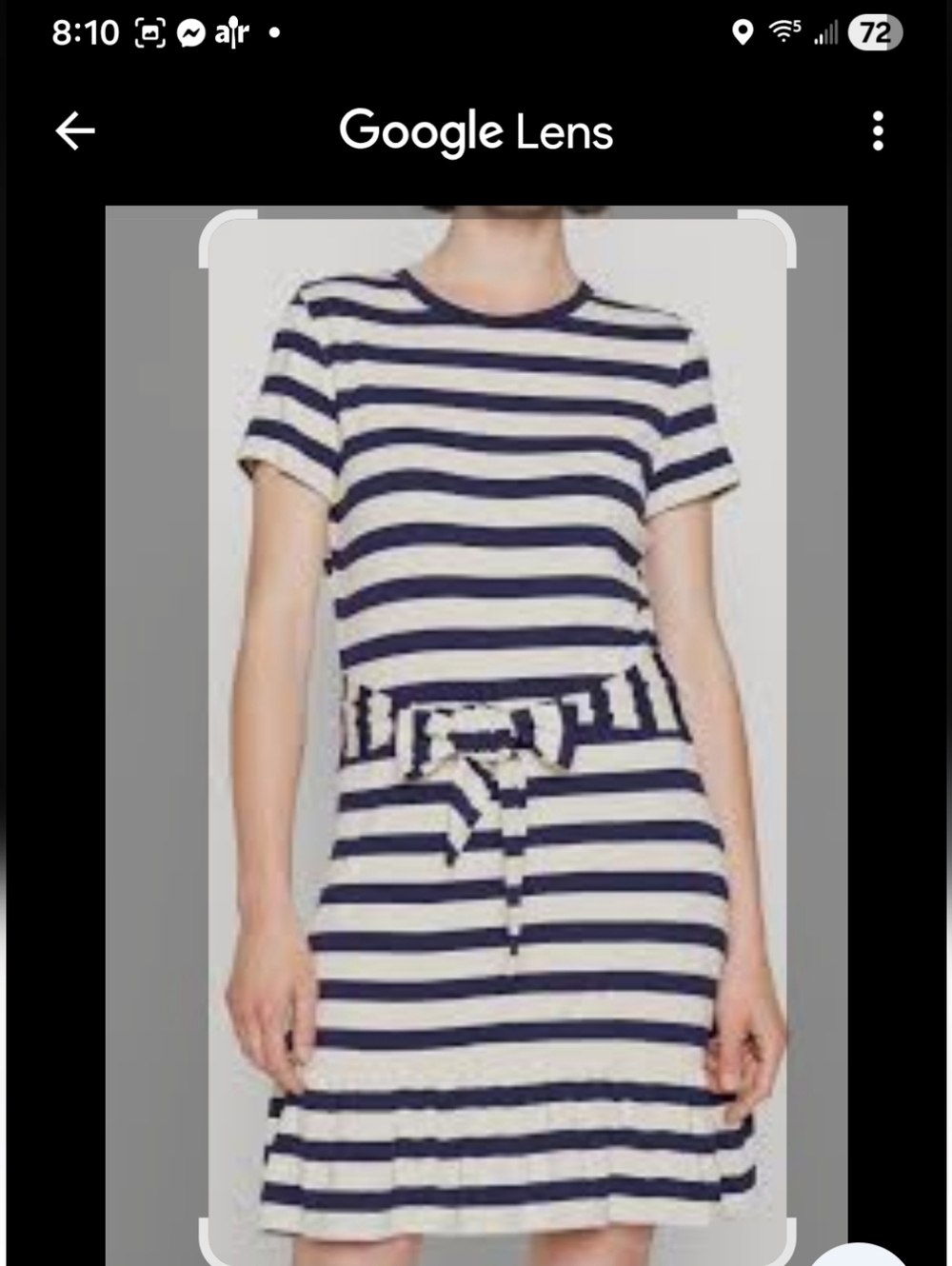 LAUREN Ralph Jersey T-Shirt Dress Size:12 color:Navy and Cream - Picture 3 of 15